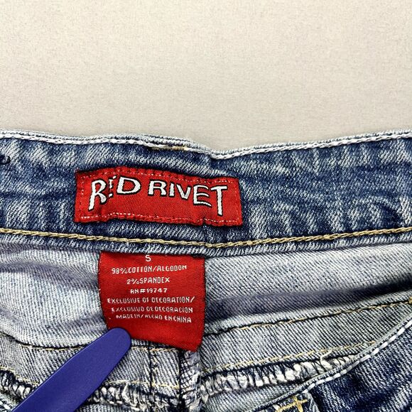 Red Rivet‎ Jeans Women's Blue Light Wash Thick Stitch Skinny Size 5 Flap Pocket - Picture 8 of 15